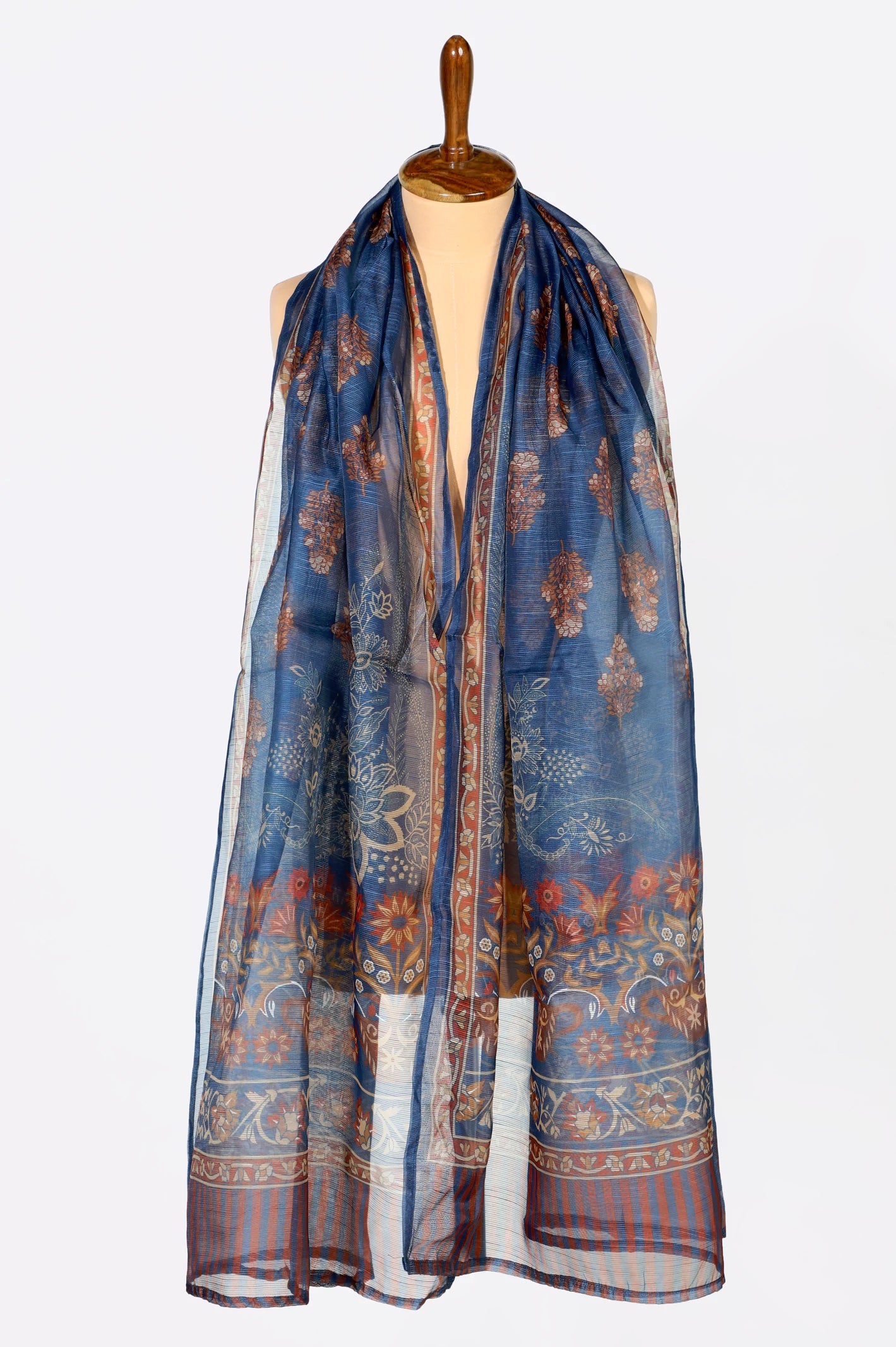 Blue Printed Dupatta