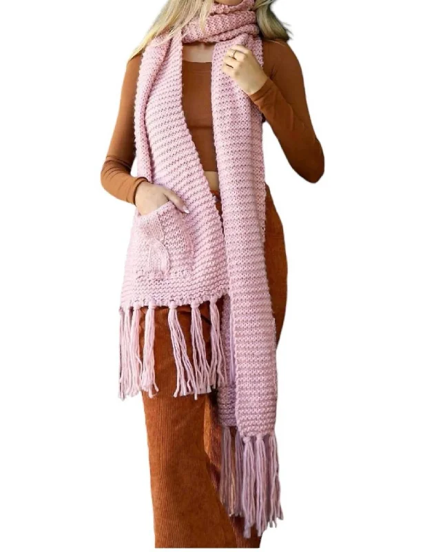 Juliana Oversized Two Pocket Tassel Scarf In Blush