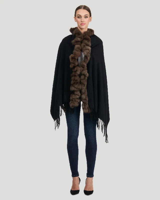 Cashmere Stole with Sable