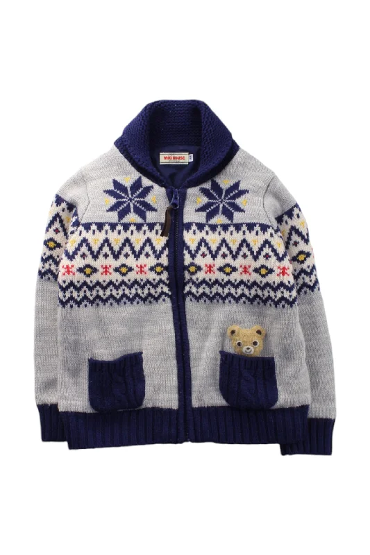 Miki House Bear Cardigan 2-3T