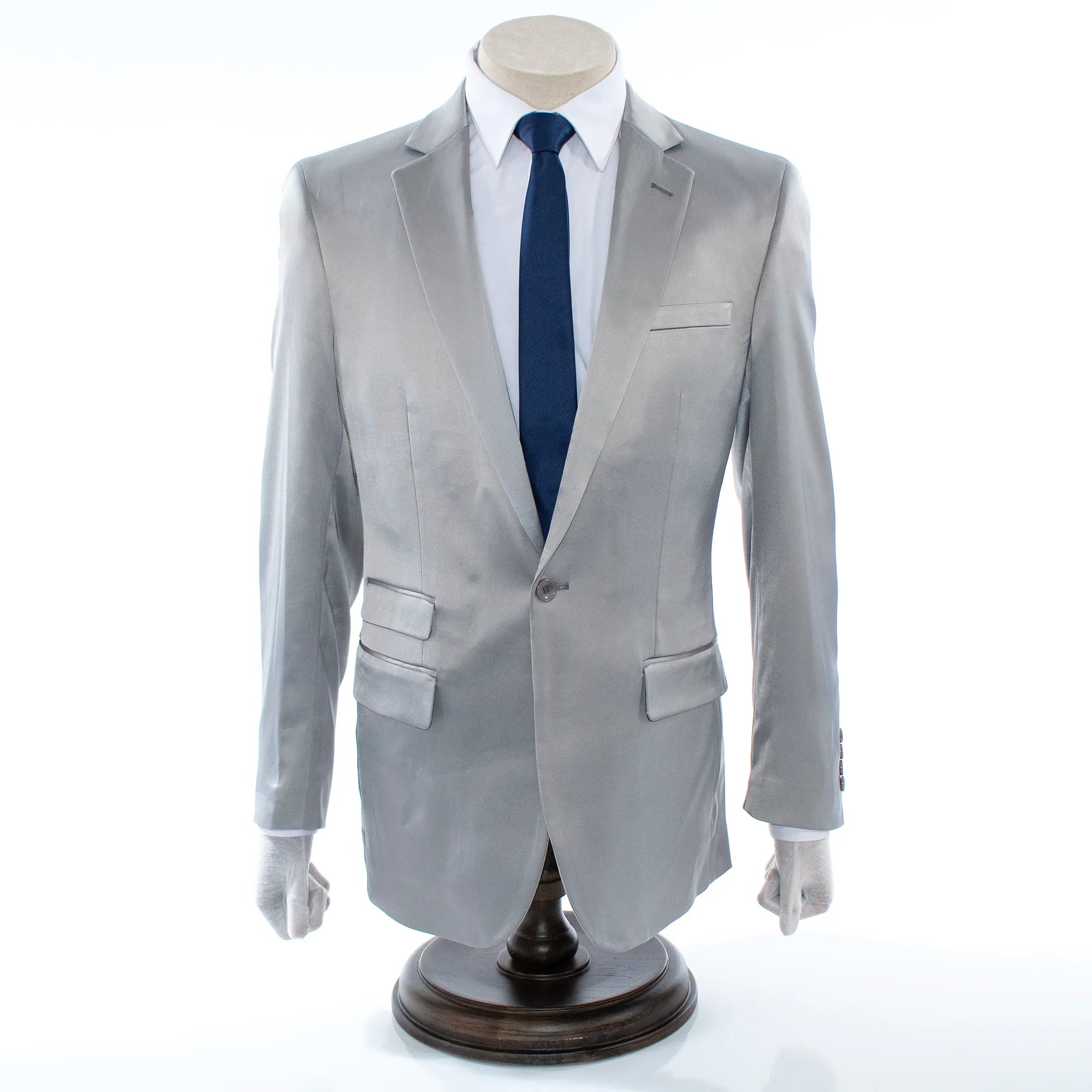 Gray Satin 2-Piece Modern-Fit Suit