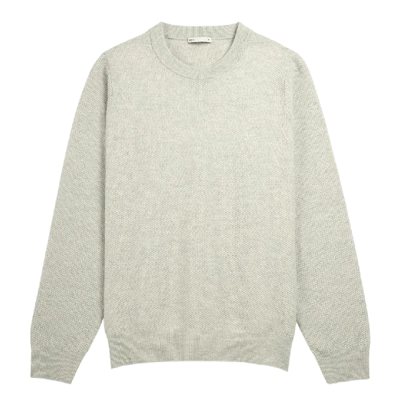 Dante Crew Jacquard Sweater - Stone Heather