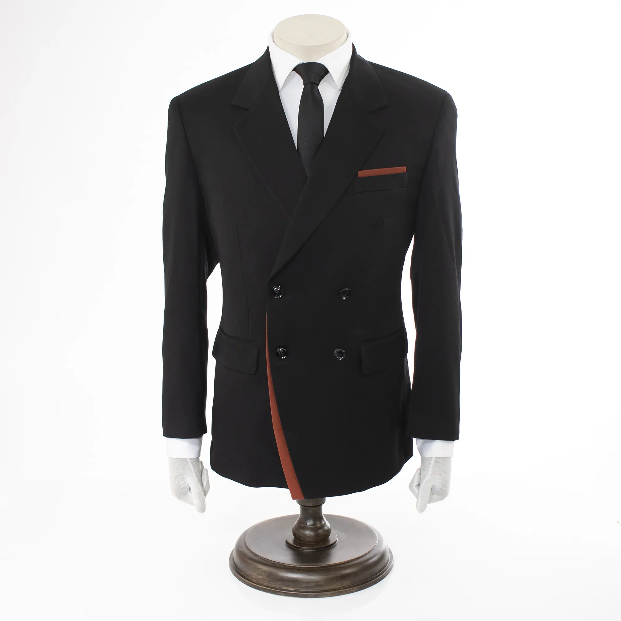 Black And Rust Double-Breasted Slim-Fit 2-Piece Suit