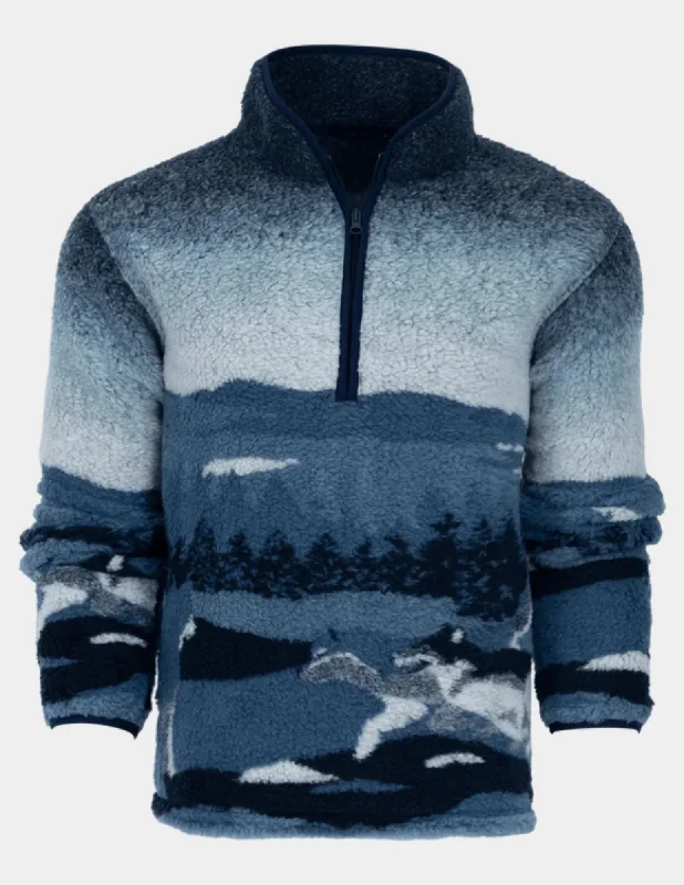 Rocky Mountain Wolf Sherpa Half-Zip | Maltese Blue