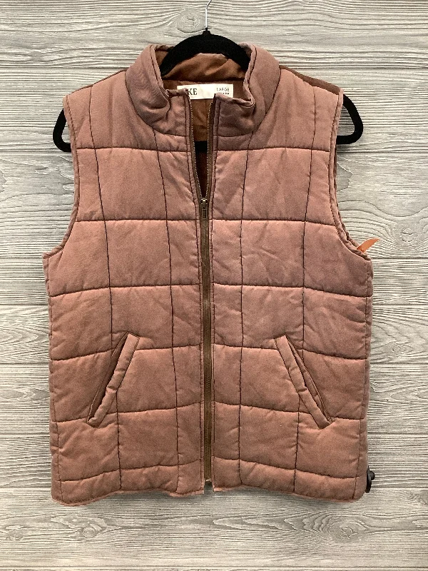 Vest Puffer & Quilted By Bke In Brown, Size: L