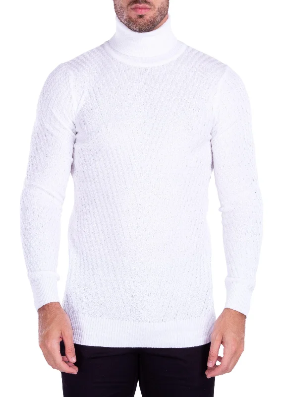 Textured Turtleneck Sweater White