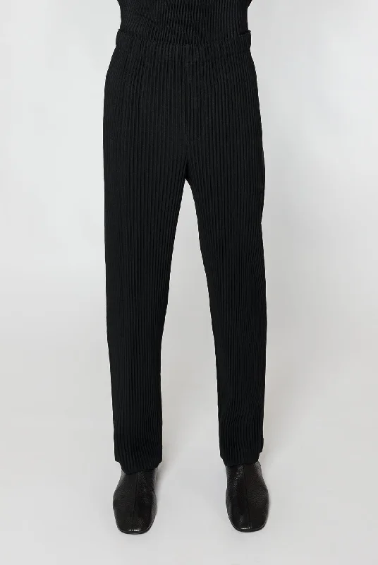 Homme Plissé Issey Miyake Basics Straight Leg Trousers in Black