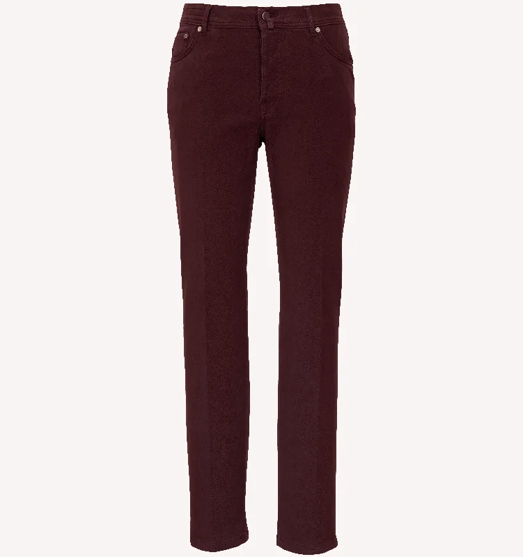 Kiton 5-Pocket Pant in Burgundy