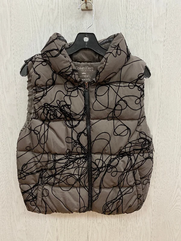 Vest Puffer & Quilted By Calvin Klein Performance In Taupe, Size: M