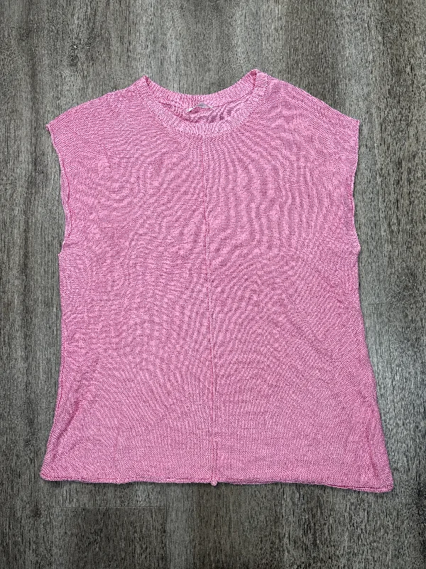 Vest Sweater By Clothes Mentor In Pink, Size: L