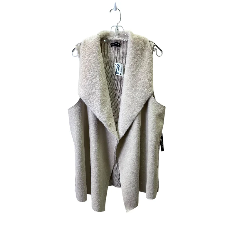 Vest Faux Fur & Sherpa By Twelfth Love In Beige, Size:3X