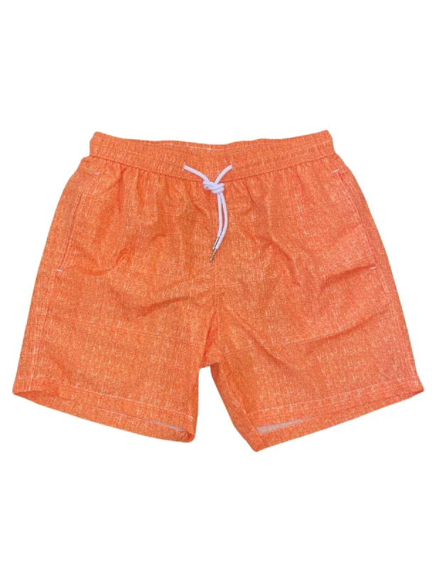 Linen Effect Swim Trunk | Orange