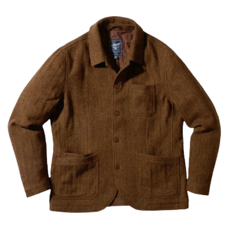 Tweed Industrial Jacket -Brown  Herringbone