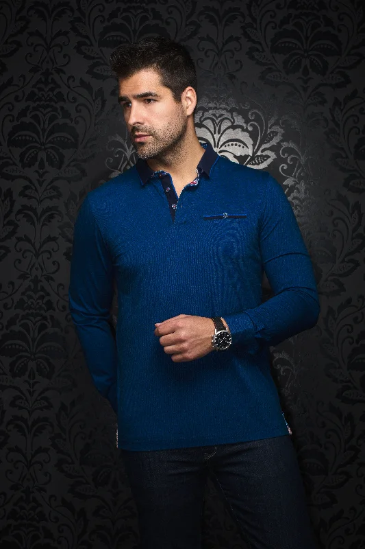 Au Noir Stretch Long-Sleeve Polos | Verner Indigo