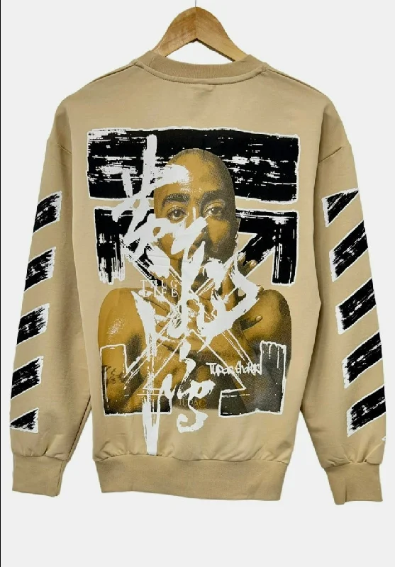 Men's 2Pac Sand Graphic Sweatshirt Long Sleeves Crewneck Fleece