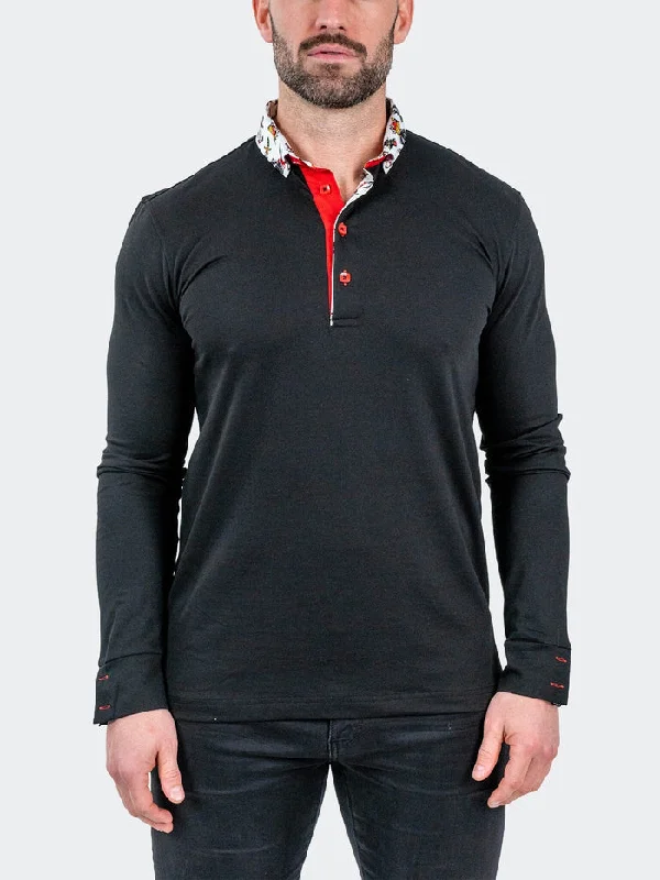 Maceoo Long Sleeves Polo | Polo NewtonSolidTattoo Black