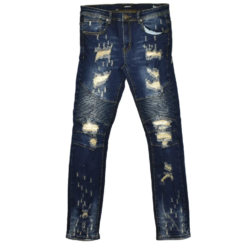 KINDRED RIPPED SKINNY JEANS - DK INDIGO