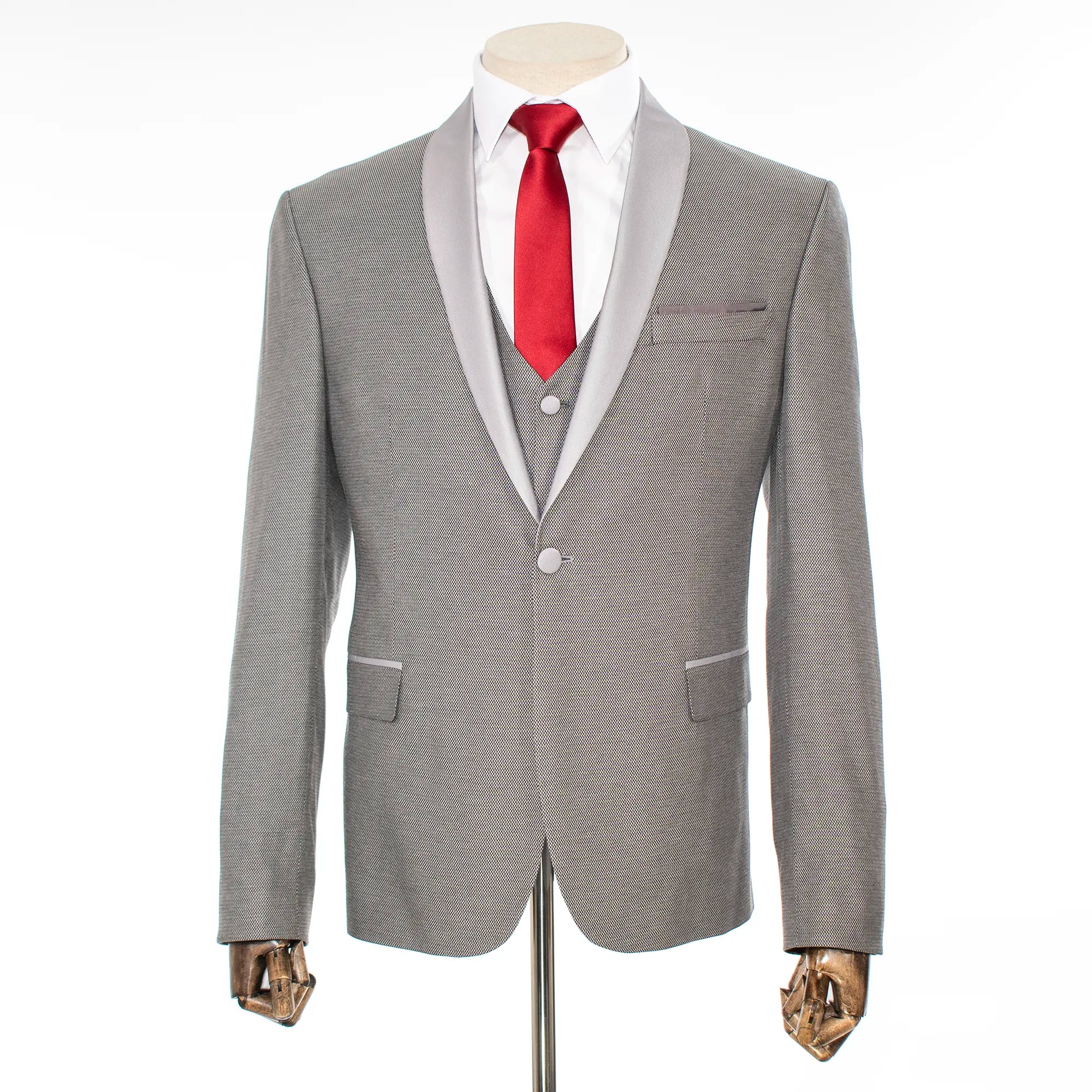 Gray Microcheck 3-Piece Tailored-Fit Suit