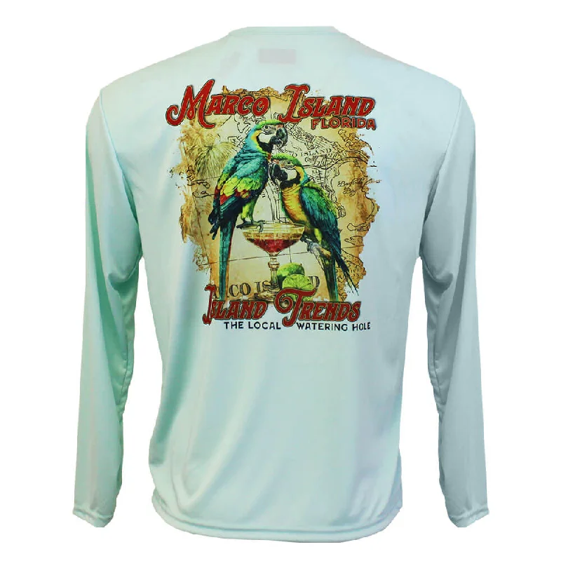 Island Trends Parrot Margarita Long Sleeve Performance T-Shirt - Mint Green