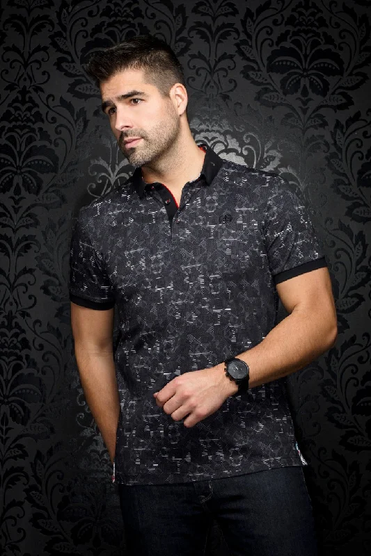 Au Noir Stretch Short-Sleeve Polos | Crivelli Black