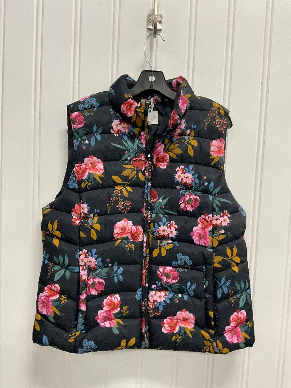 Vest Puffer & Quilted By Loft In Floral Print, Size: Xl