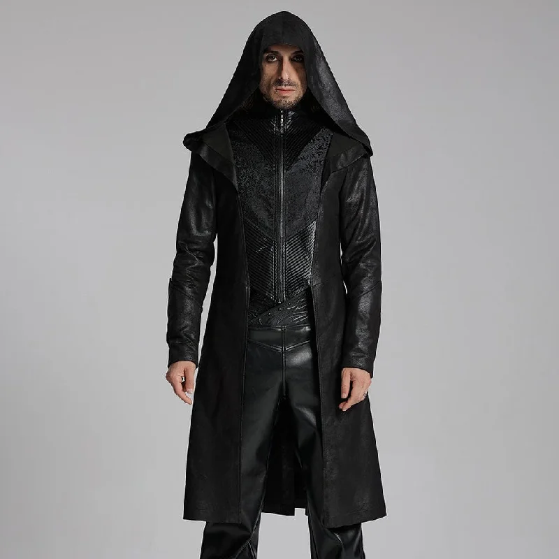 Men's Gothic Zip Pleated Jacket with Hood