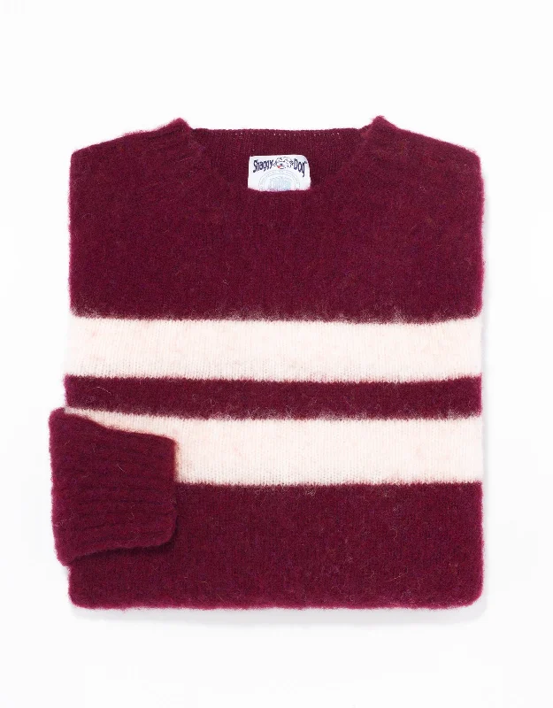 SHAGGY DOG SWEATER BURGUNDY UNIVERSITY STRIPE - TRIM FIT