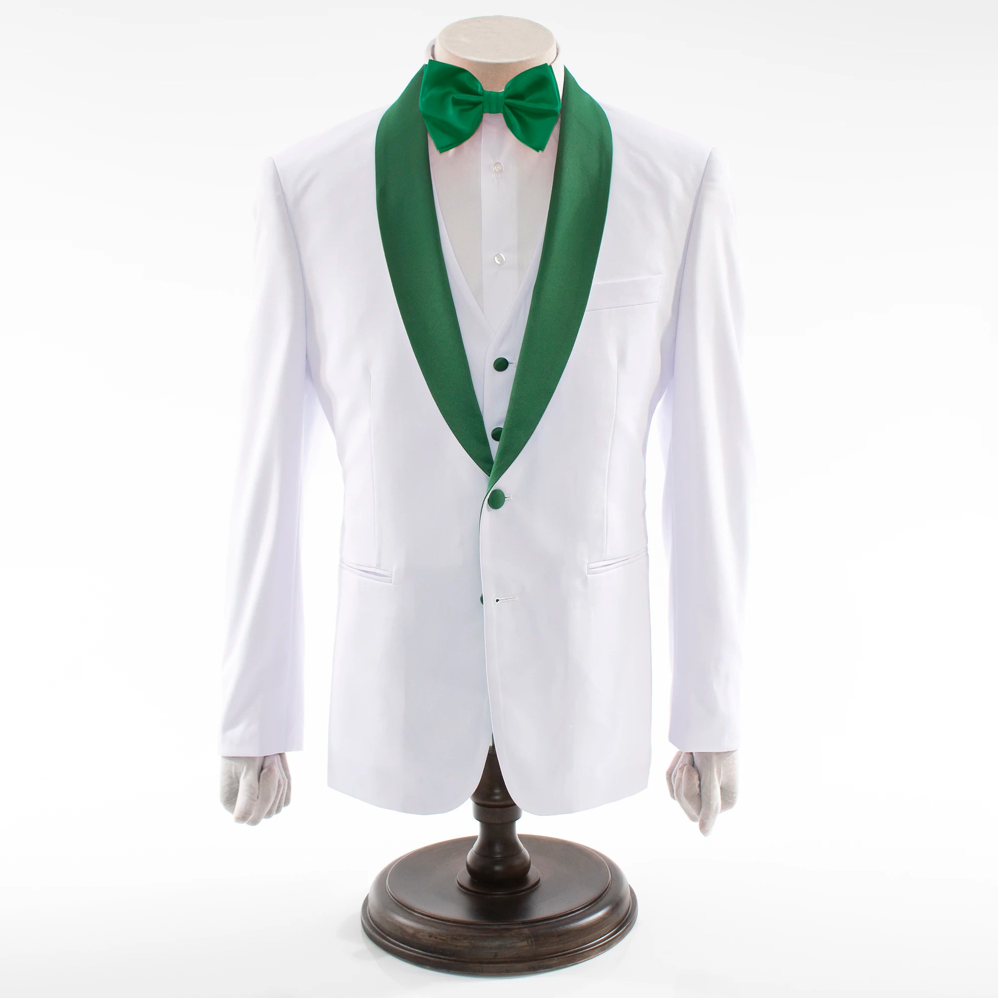 White And Hunter Green 3-Piece Modern-Fit Tuxedo With Shawl Lapels