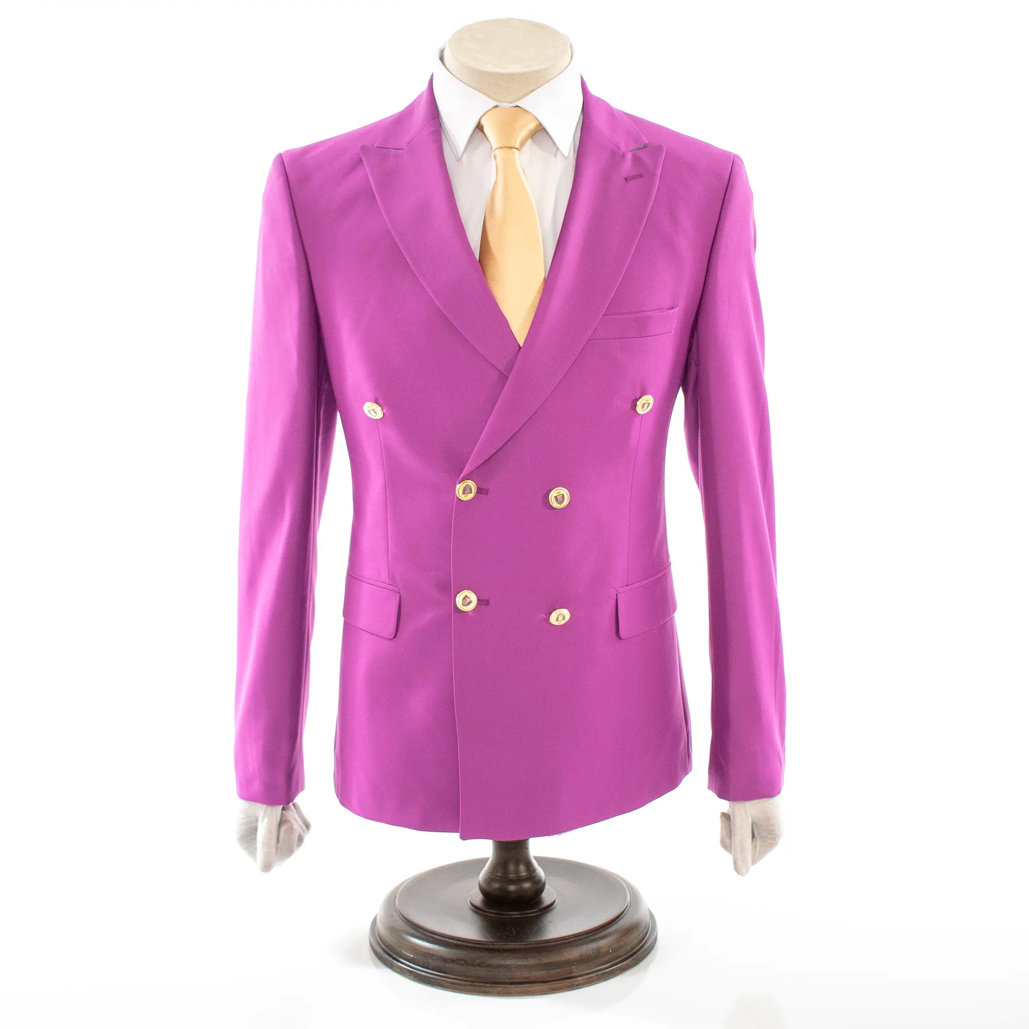 Fuchsia Double-Breasted 2-Piece Tailored-Fit Suit