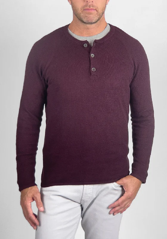 Cotton/Cashmere Waffle Henley Sweater