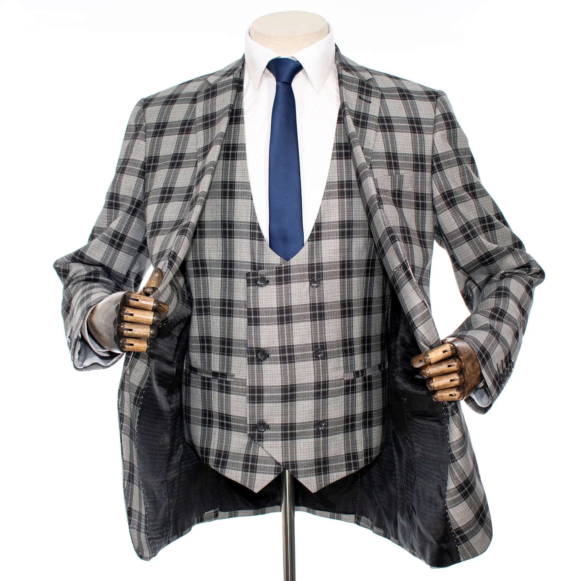 Black Plaid 3-Piece Tailored-Fit Suit