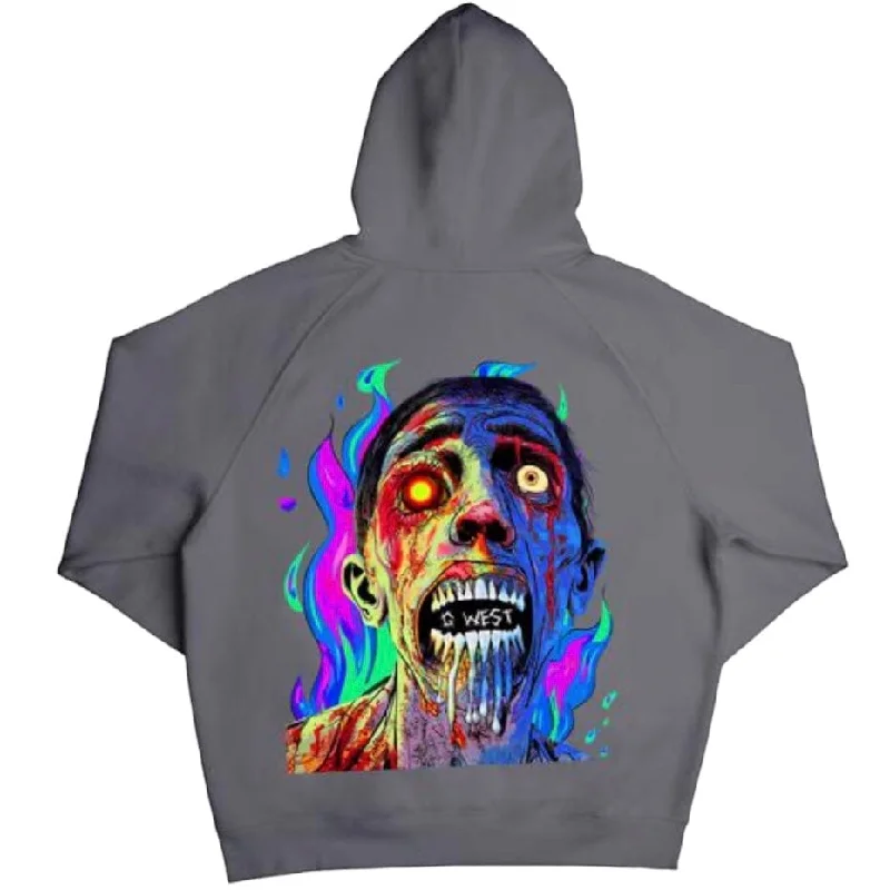 G West Flaming Zombie Hoodie (Grey)