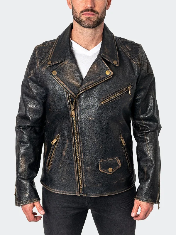 Leather BikerDestroyed Brown