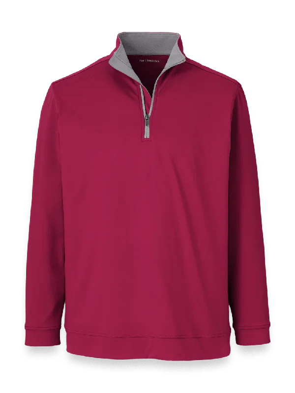 Performance Blend Quarter Zip Mock Neck - Burgundy