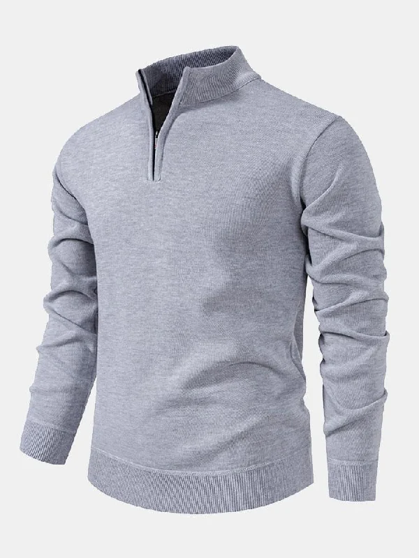 Relax Fit Zip Up Neck Sweater