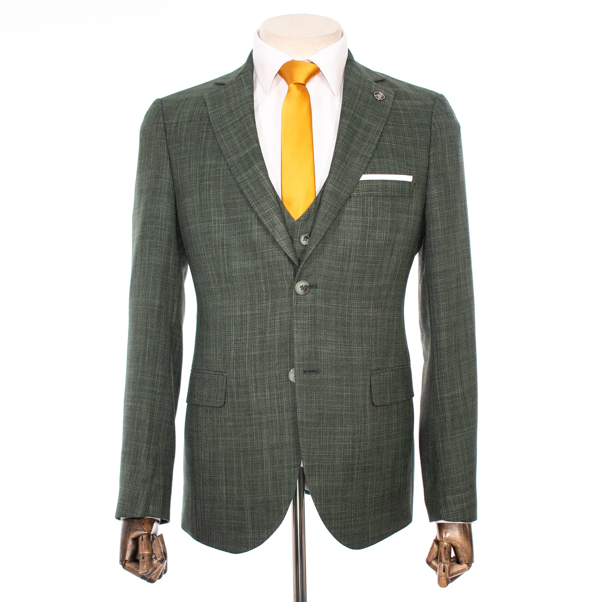 Hunter Green Plaid 3-Piece Tailored-Fit Suit