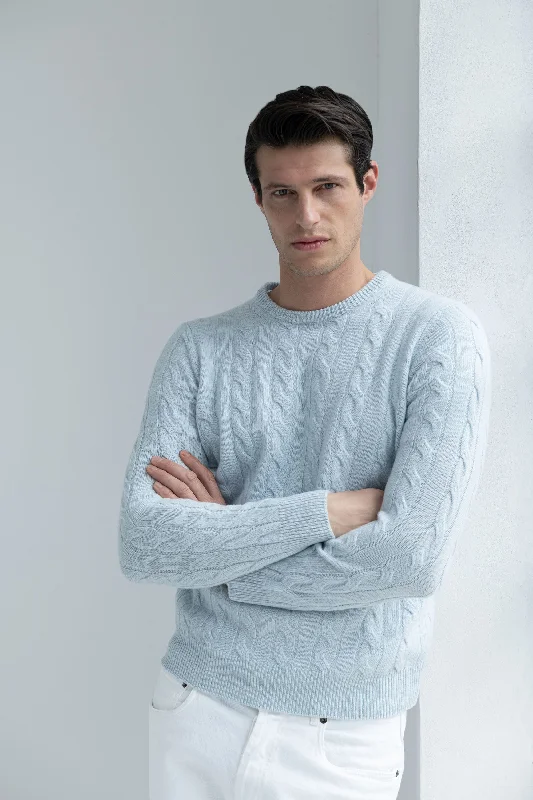 Light blue cable knit sweater – Made in italy