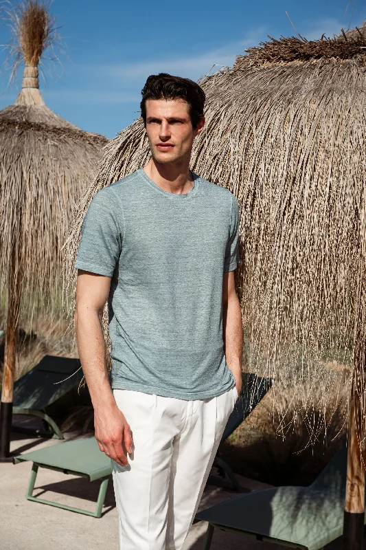 Light blue linen t-shirt - Made in Italy