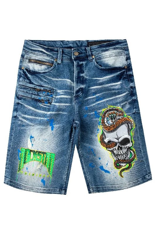 Lando Printed Short- Dark Wash