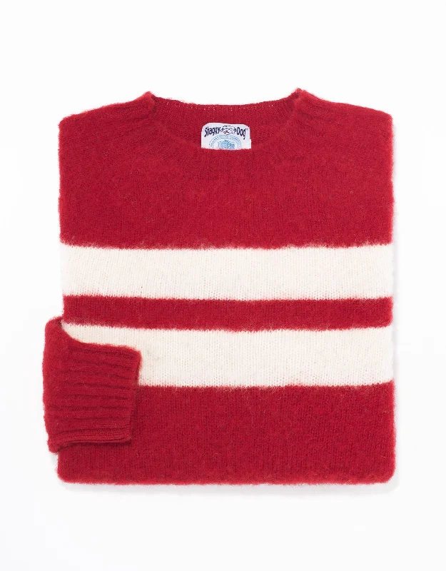 SHAGGY DOG SWEATER RED UNIVERSITY STRIPE - TRIM FIT