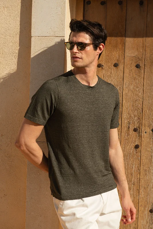 Green linen t-shirt - Made in Italy