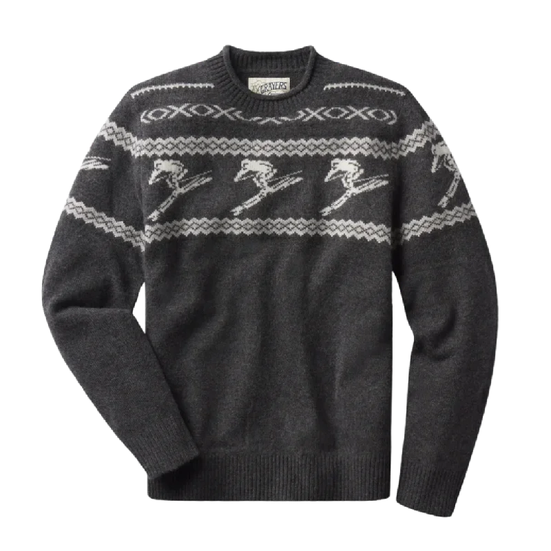 Retro Ski Roll Neck Sweater - Charcoal & White