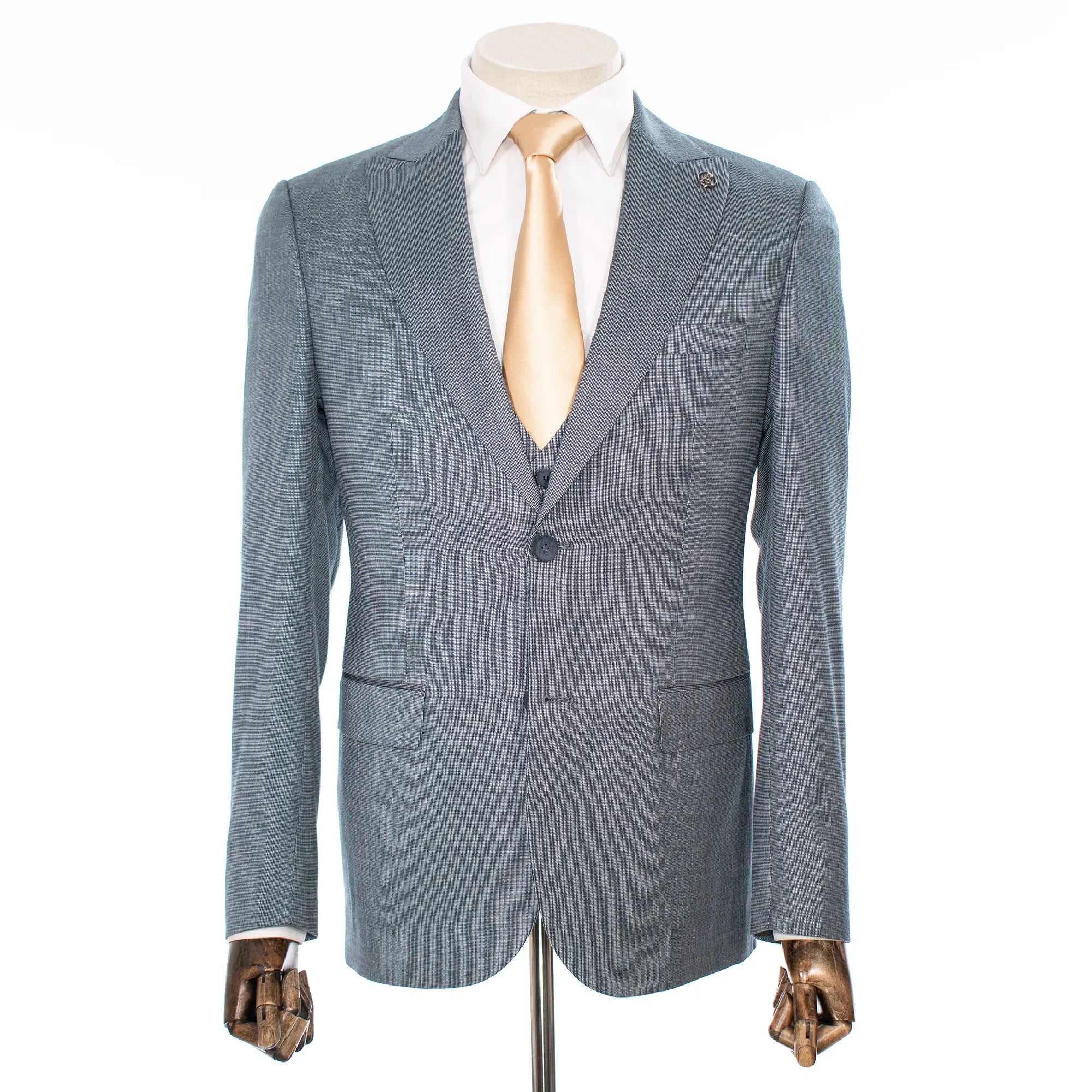 Gray Birdseye 3-Piece Tailored-Fit Suit