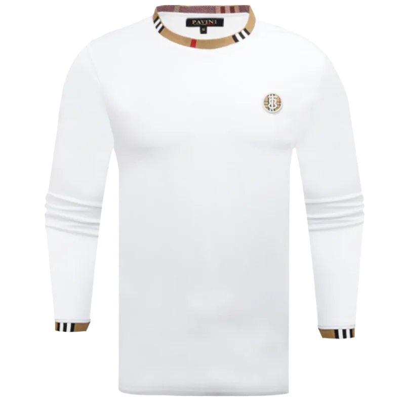 White Men's Long Sleeves t-shirt Crewneck Fashion Style