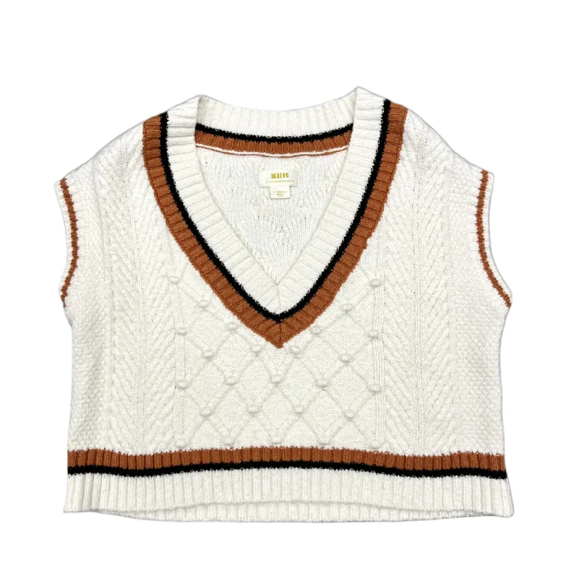 Vest Sweater By Maeve In Cream & Tan, Size: Xs