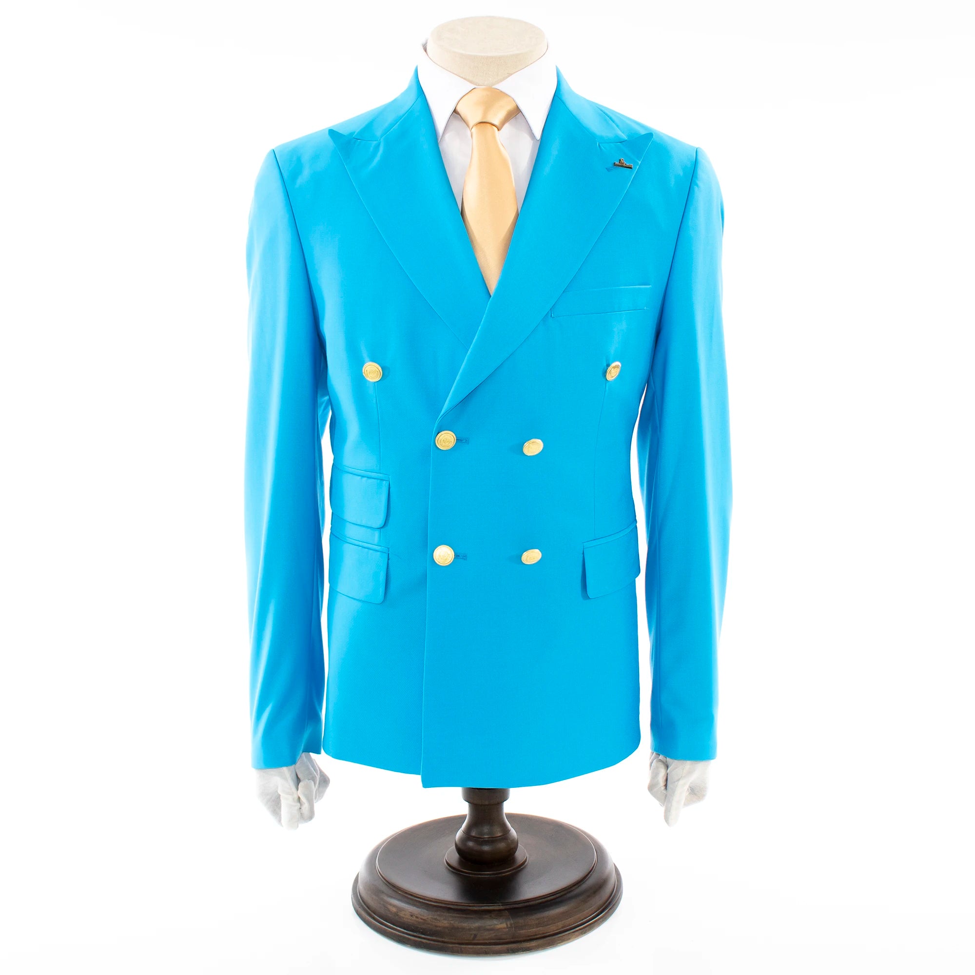 Turquoise Double-Breasted 2-Piece Slim-Fit Suit