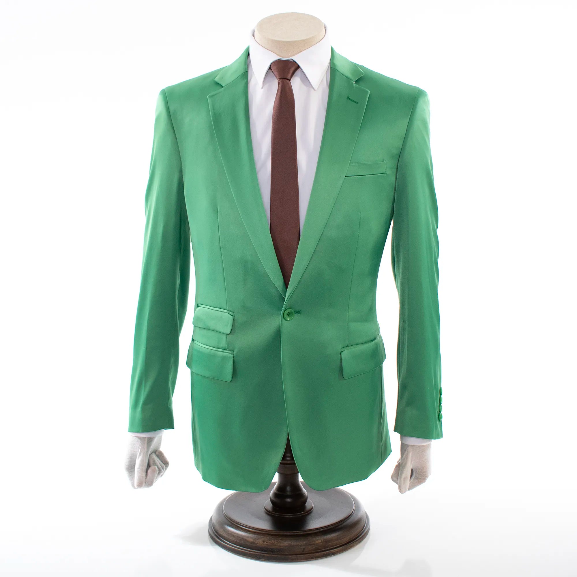 Kelly Green Satin 2-Piece Modern-Fit Suit