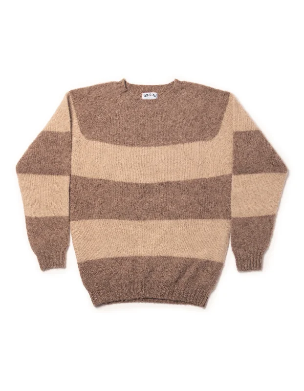 SHAGGY DOG SWEATER TONAL BLOCK STRIPE NUTMEG/OATMEAL - TRIM FIT