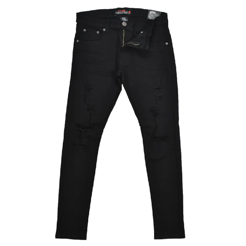 COPPER RIVET SLIM FIT JEANS - BLACK