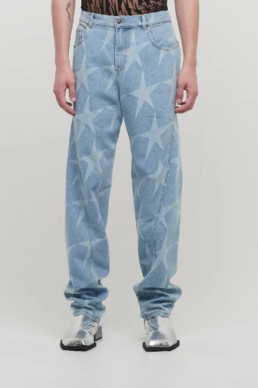 Mugler Laser Denim Light Blue Trousers